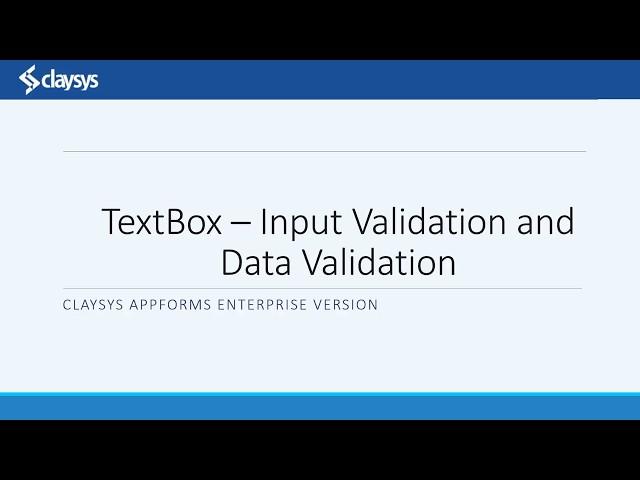 TextBox(1) -  Input Validation and Data Validation