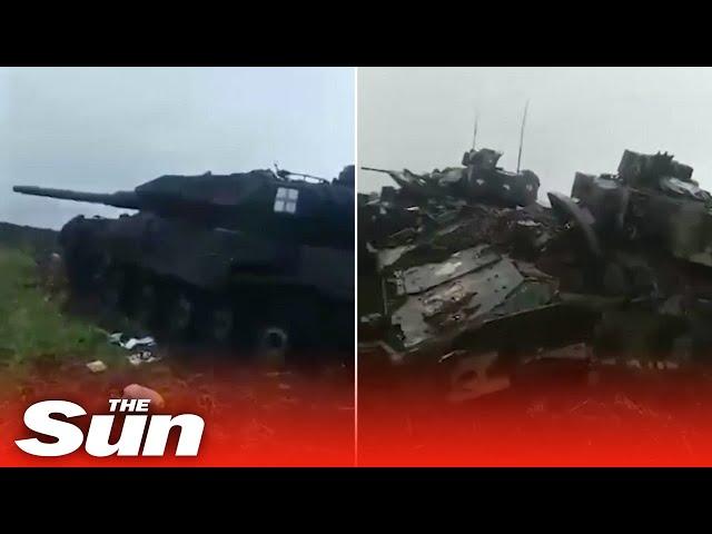 Russian forces seize Ukrainian Leopard II and Bradley tanks on the battlefield