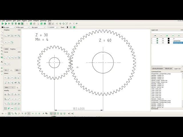 Librecad Gearwheel drawing