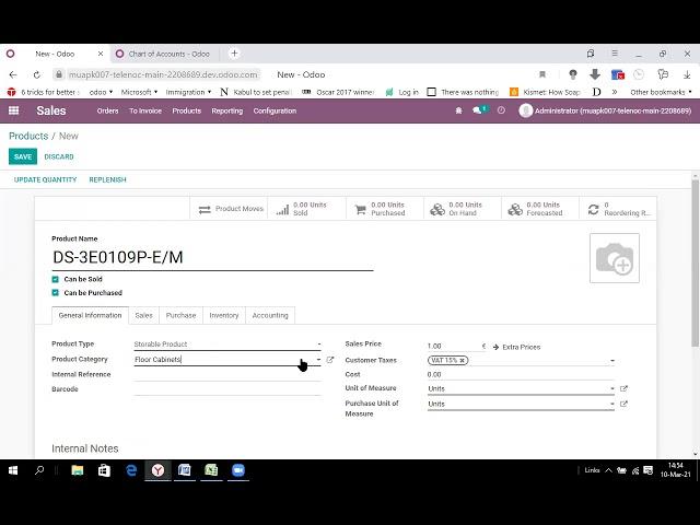 Odoo How to Configure Product Template