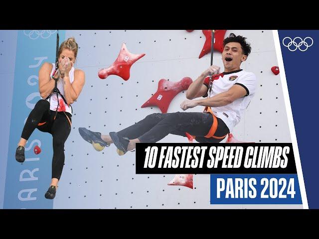 10 Fastest Speed climbing times at #Paris2024 ‍️‍ | Top Moments