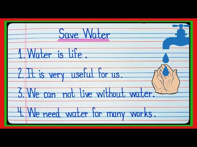 10 lines on Save Water in english/Save Water essay in english/Essay on Save Water/Water conservation