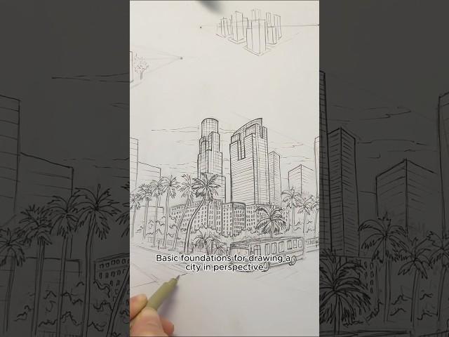 How to DRAW CITIES in 2 POINT PERSPECTIVE  | Easy Urban Sketching Guide