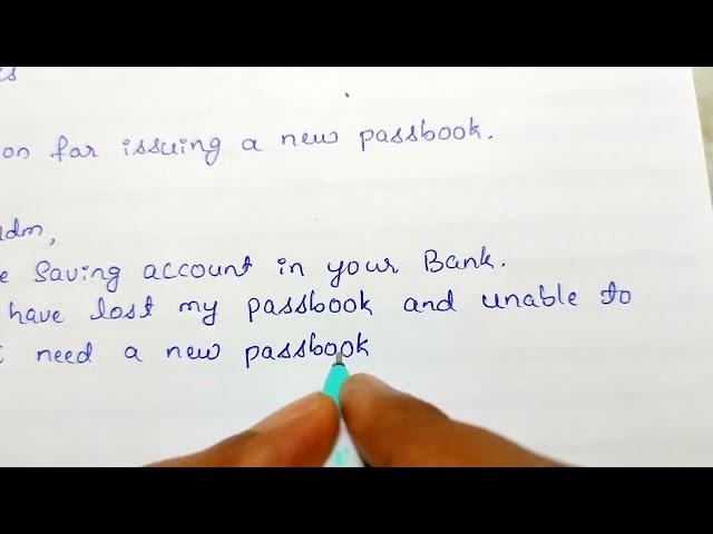 Application for New Passbook Lost Bank passbook Write a Letter to bank manager