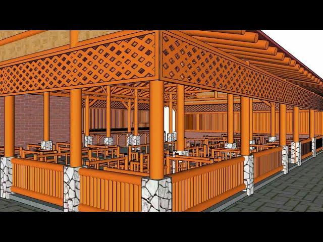 Desain Warung Makan Cantik Full Bambu || Elegan Artistik