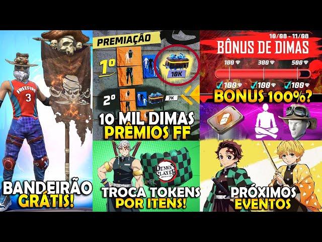 CORRE!! BANDEIRÃO GRÁTIS, 10MIL DIAMANTES, BONUS 100%?, PEGUE TENGEN, RAGNAROCK, NOVIDADES FREE FIRE