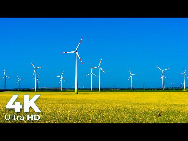 Amazing Wind Turbines in 4K Ultra HD - 4K Scenic Relaxation - 4K Video - Earth Spirit