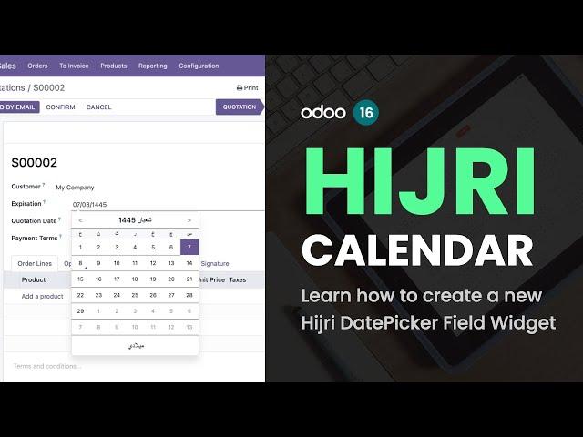 How to Create a New Hijri DatePicker Field Widget | Odoo 16