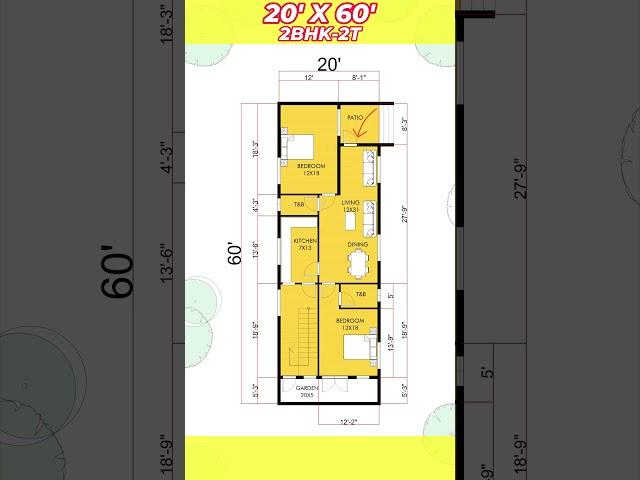 20X60 house map, 20*60 home design, 20 by 60 ghar ka naksha #shorts #homeplan #housedesign #house