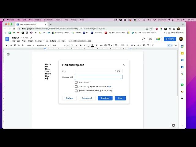 Find and Replace in Google Docs with Regex