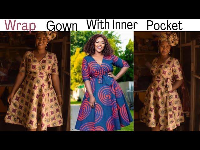 How to Cut and Sew a Wrap Short Gown with Inner Pocket Step by Step with Detailed explanation