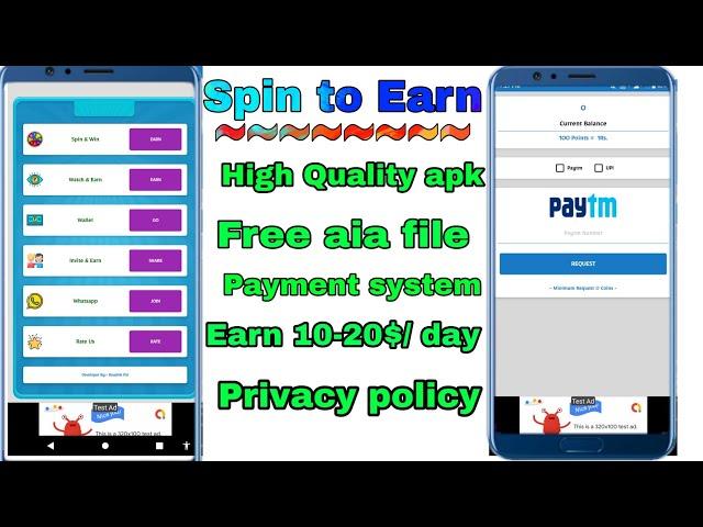 Spin & Earn Aia File || High quality earning app aia file, Payment system || First Online Creator