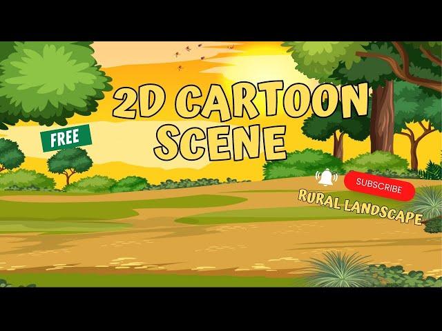 2d Cartoon Scene {Rural Landscape} Free YouTube Video