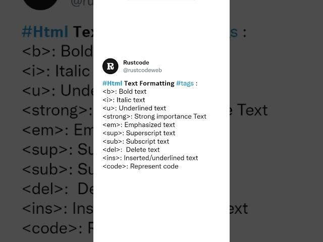 Html Text Formatting Tags #html #css #rustcode