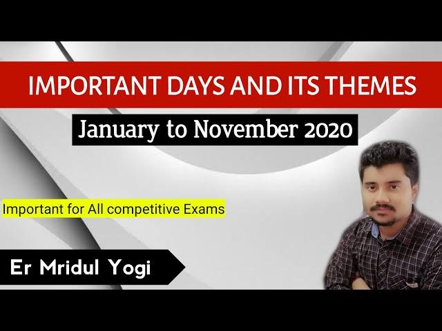 Important Days and Themes 2020 || General Knowledge || Study insight