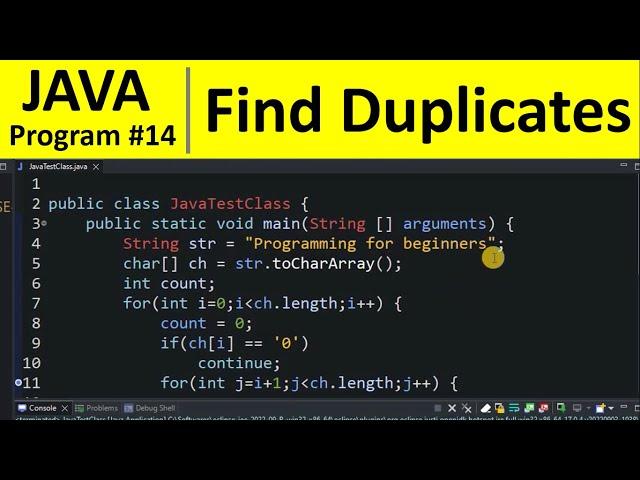 Java Program #14 - Find duplicate characters in a String in Java