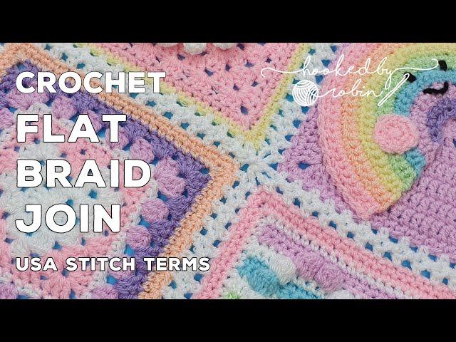 Crochet Continuous FLAT BRAID Join As You Go | Granny Square Joining