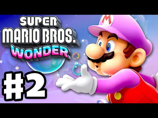 Super Mario Bros. Wonder - Gameplay Walkthrough Part 2 - Fluff-Puff Peaks 100%