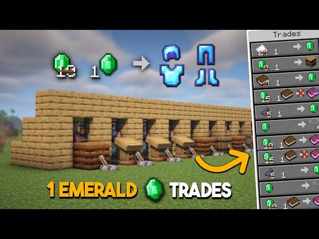 EASIEST Villager Trading Hall | ALL TRADES 1 EMERALD! | Minecraft Java & Bedrock