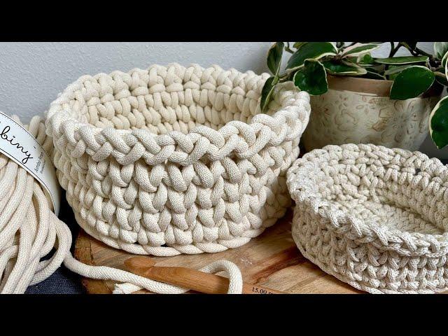 Crochet Basket with Jumbo Macrame Cord | Crochet for Beginners