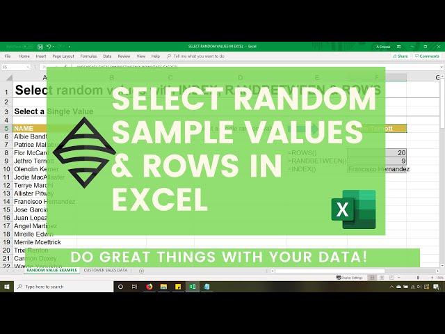 Select Random Sample Values and Rows using Excel