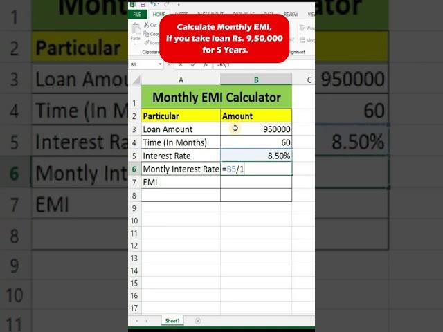 Calculate Monthly EMI for your loan amount