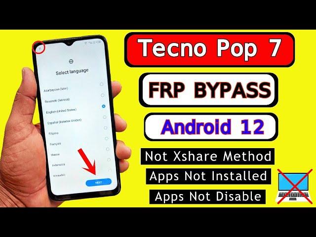 Tecno Pop 7 FRP Bypass Without PC Android 12 | Tecno BF6 Frp Bypass | Google Account Bypass 2024