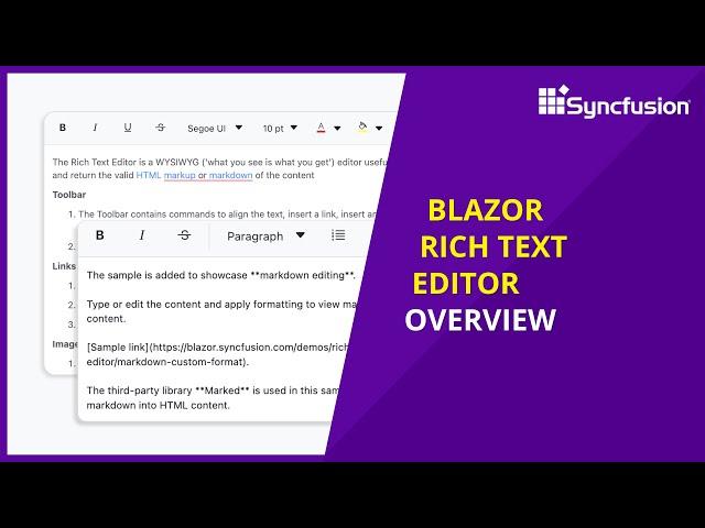 Overview of Blazor Rich Text Editor Component