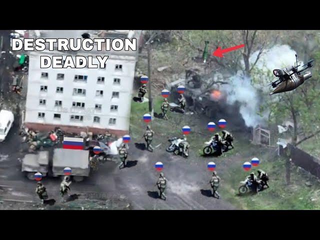Ukraine FPV Drone blow up a bunch infantry Russian destroy 4 personnel while hide