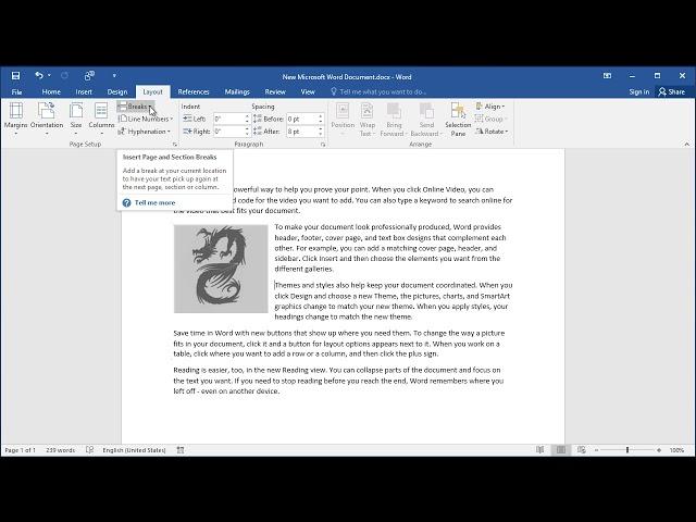 How to Insert a Text Wrapping Break in Word