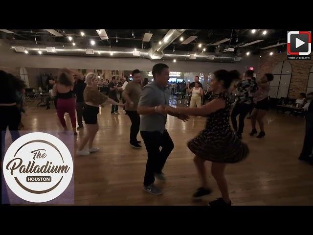 Natalia y DJ Steve G Salsa dancing at Palladium Salsa Social Houston