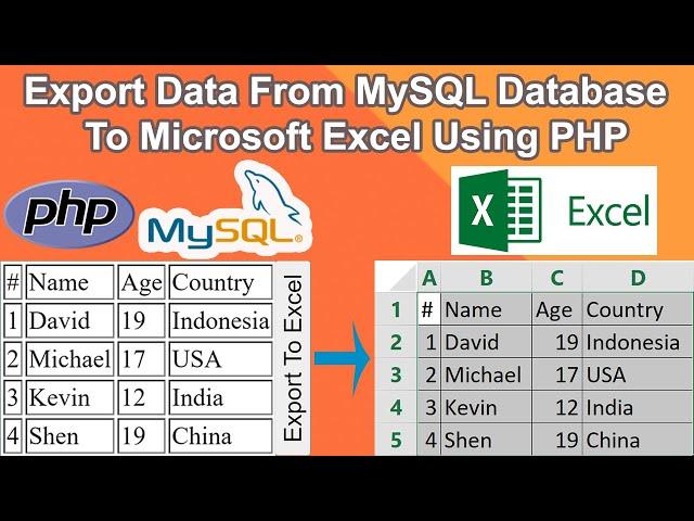 Export Data From MySQL To Excel Using PHP | PHP MySQL Excel Tutorial