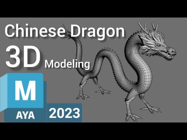 Chinese Dragon 3D modeling. Extrude along a Curve (Autodesk Maya tutorial)