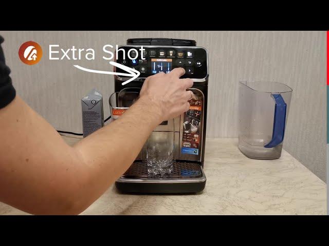 Philips Series 5400. Double shot cappuccino: from beginning to quick rinse cycle at the end