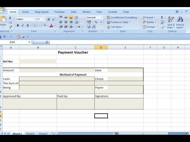 Payment vouchers in excel