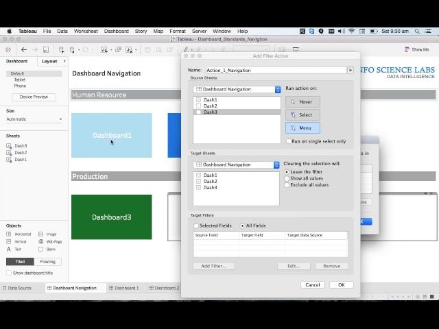 Dashboard Navigation using layout containers