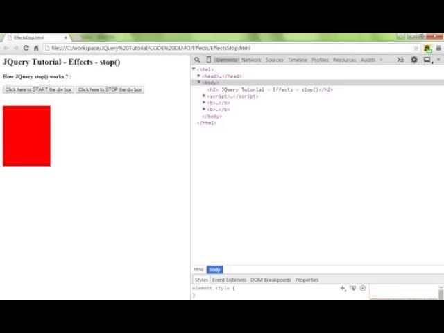 STOP METHOD IN JQUERY EFFECTS   DEMO