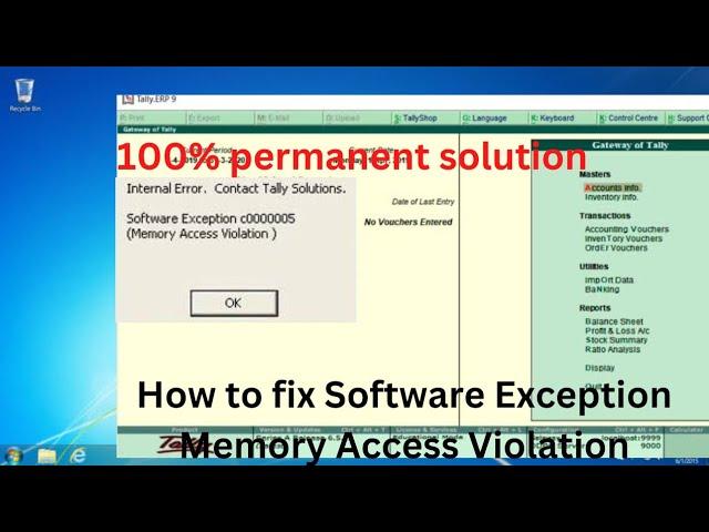 how to fix Software Exception c0000005 (memory Access Violation) in tally