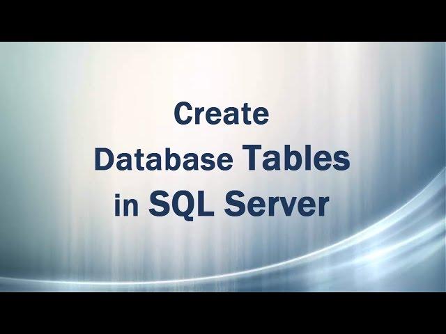 Create Table in SQL Server