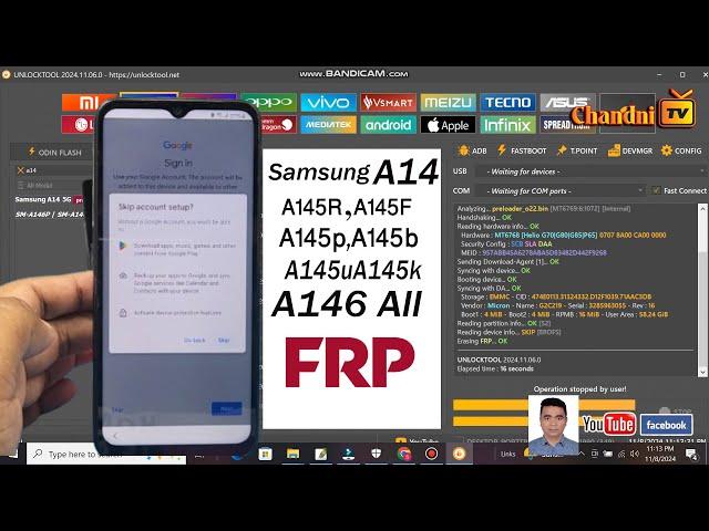 Samsung A145R_A145F_145p_145b_146 All FRP bypass Unlock tool |