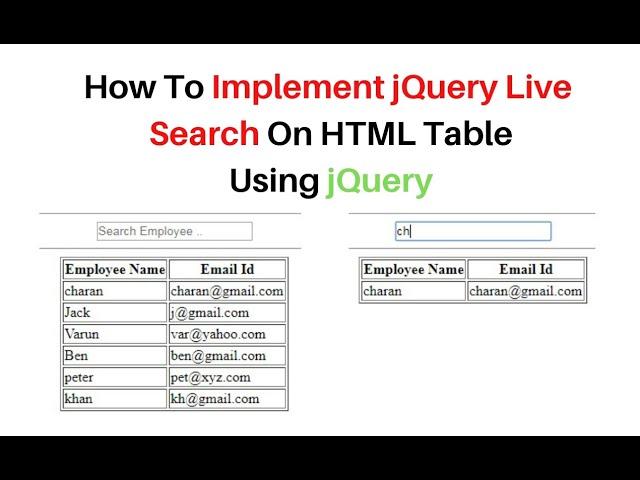 Ajax Live Data Search Using jQuery 3.3.1 In HTML Table