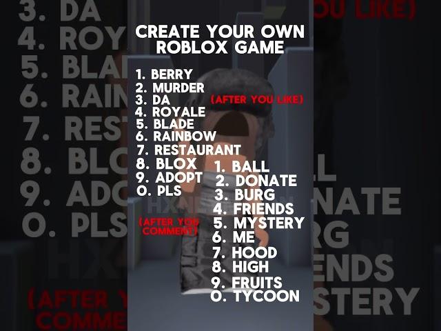 Create your own Roblox game