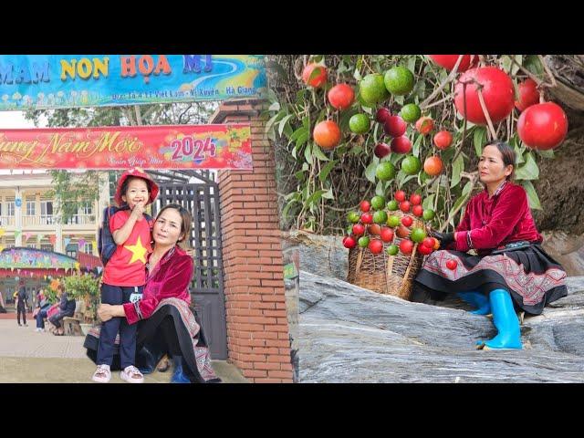 Baby Mushroom's first day of Kindergarten - Picking wild passion fruit by the stream bank | Tieu Vi|