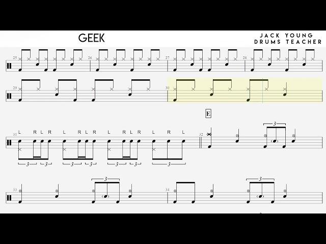 How to play Geek on Drums - Rockschool Grade 5