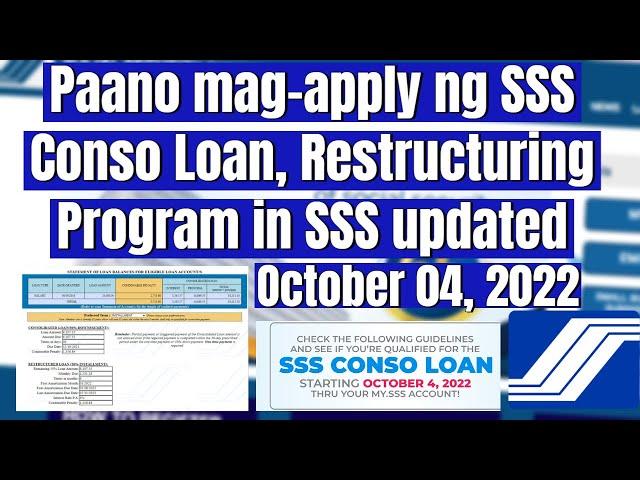 Paano mag-apply ng SSS Conso Loan or Restructuring Program October 2022