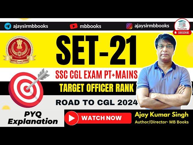 SSC SET- 21 | ROAD TO SSC CGL 2024 | PYQ ENGLISH PRACTICE | TARGET SELECTION | AJAY SIR | MB BOOKS