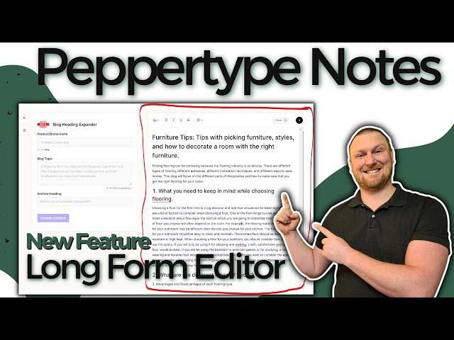 Peppertype Notes: New Feature Long Form Editor