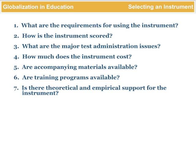 Globalization in Education: Selecting an Instrument for an Intercultural Training Program