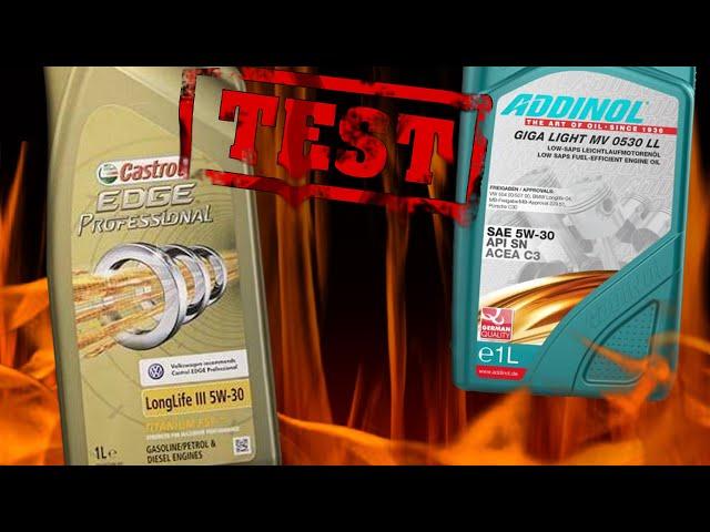 Castrol Edge Professional Longlife III 5W30 kontra Addinol Giga Light LL 5W30 Test 400°C