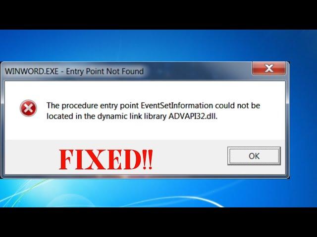 HOW TO FIX ENTRY POINT NOT FOUND DYNAMIC LINK LIBRARY  IN WINDOWS